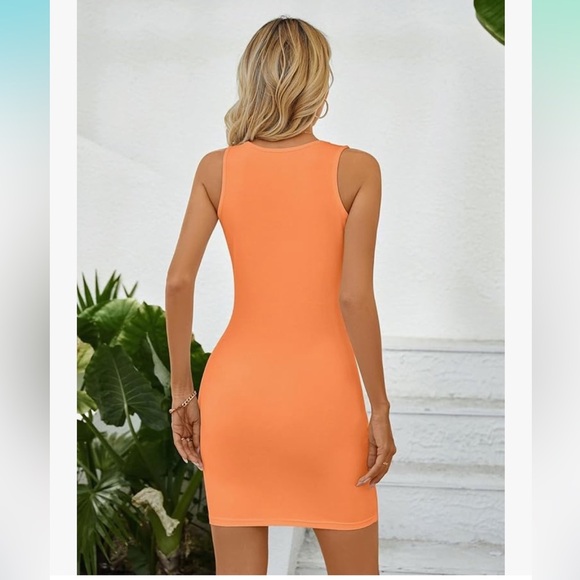 Summer Tank Dresses Ribbed Bodycon Mini Sleeveless Casual Fitted Pencil Dresses - Picture 2 of 7